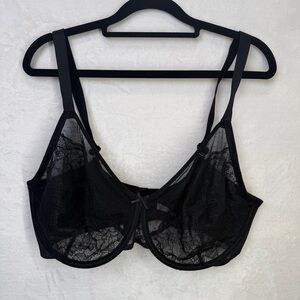 HSIA Black Lace Underwire Bra 38G Sheer Mesh Unlined Full Coverage Support
